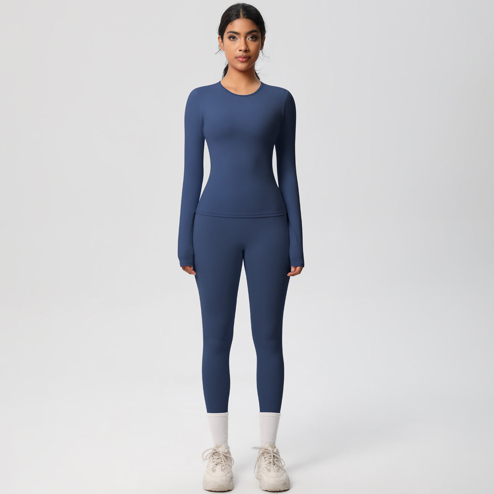 European and american brushed nylon tight-fitting yoga set - casual, quick-drying fitness apparel for women's outdoor running and sports