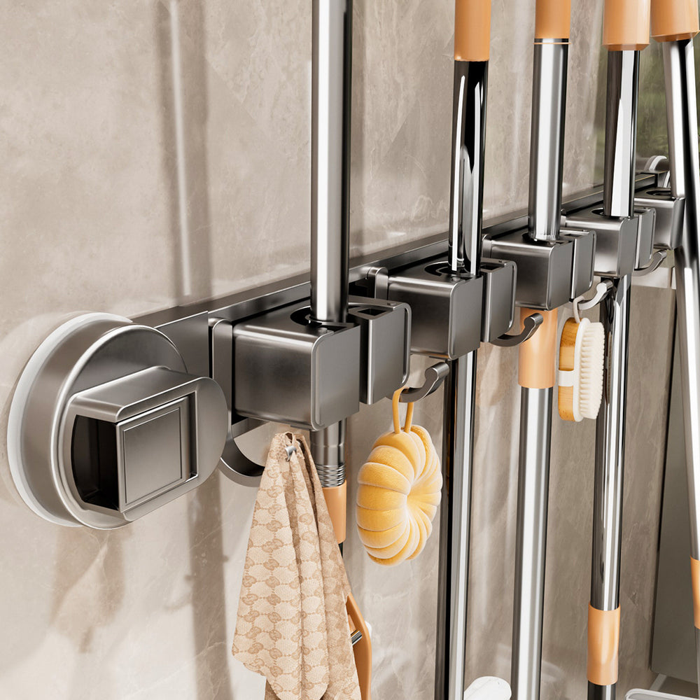 Suction cup mop clip bathroom wall hanging clip bathroom punch-free fixed hook buckle broom storage rack storage rack