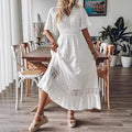 european and american women's lace patchwork plus size long beach dress - new arrival for summer getaways