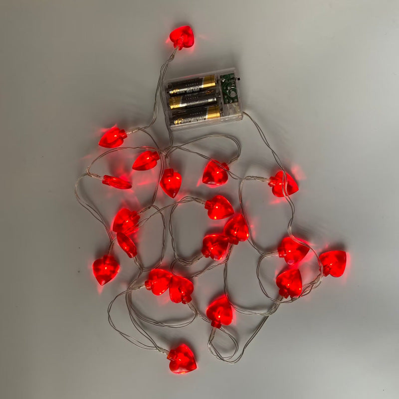 Cross-border LED Christmas decoration fairy light heart-shaped red soft love birthday battery box LED light string