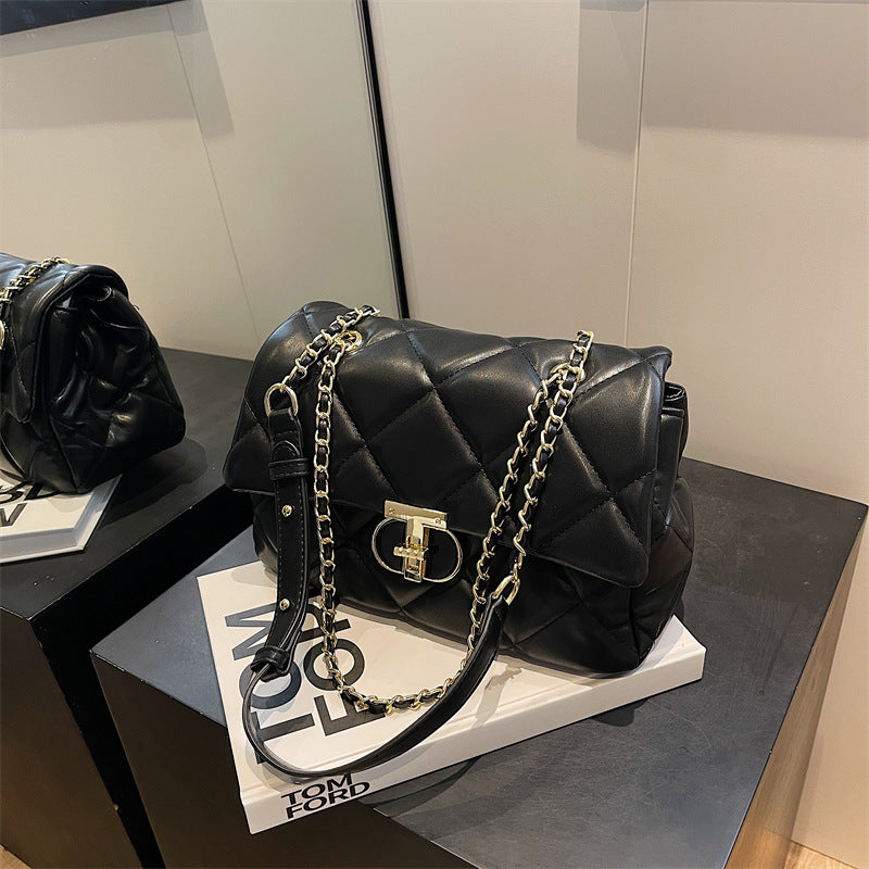 Rhombus chain bag texture shoulder small square bag women's bag 2025 new trendy fashion this year popular messenger bag
