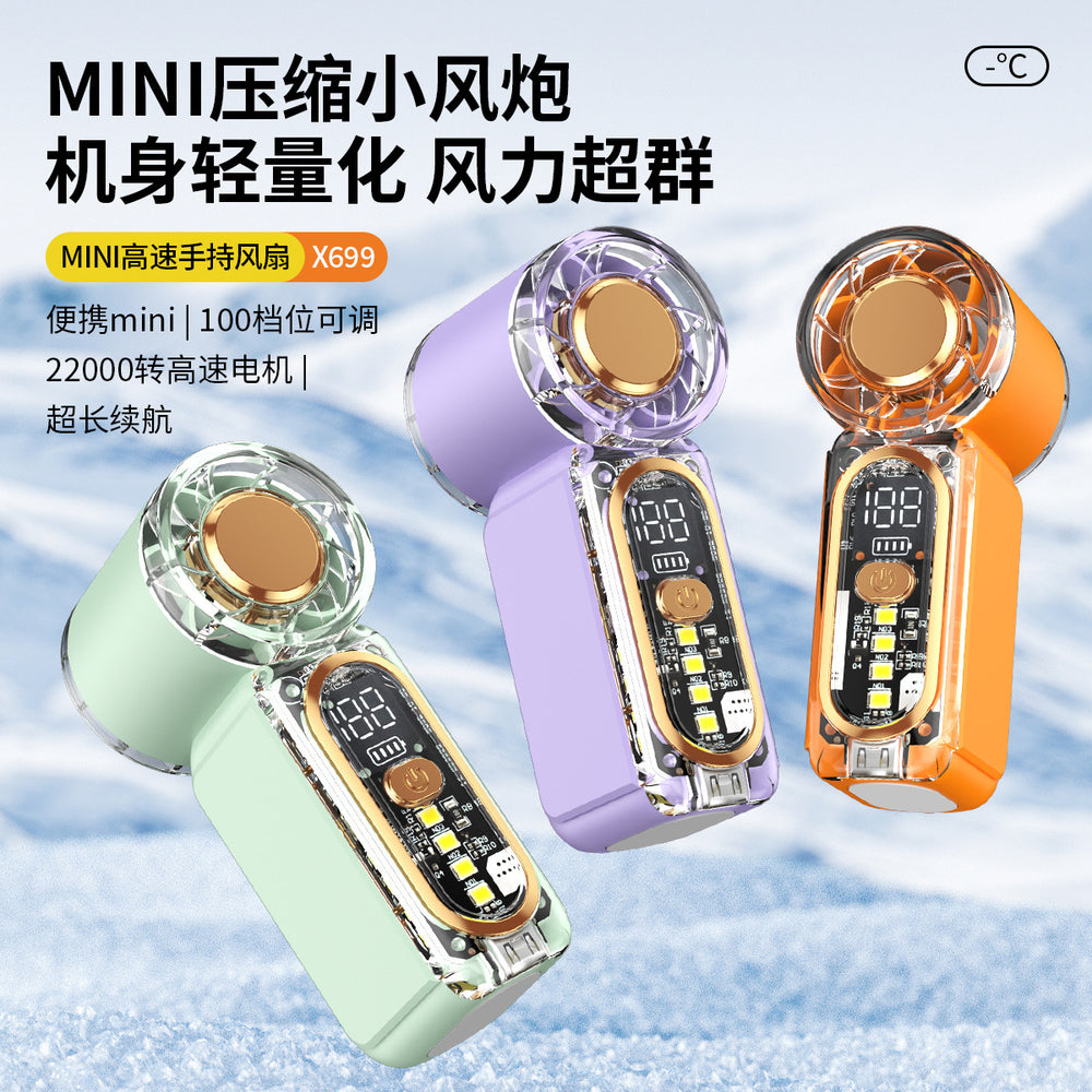 X699 mini handheld fan - usb rechargeable, powerful airflow, portable pocket fan, high-speed mini air cannon