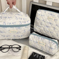Cute and fresh bowknot makeup bag - large capacity student dorm storage pouch & pencil case set