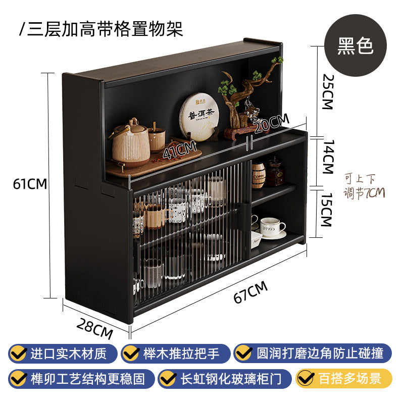 Solid wood bay window cabinet storage locker household balcony renovation window sill antique bookshelf Japanese dust-proof bookcase