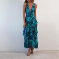 summer new arrivals: women's fashion - cross-border european & american style - elegant & chic printed, cinched-waist, backless dress