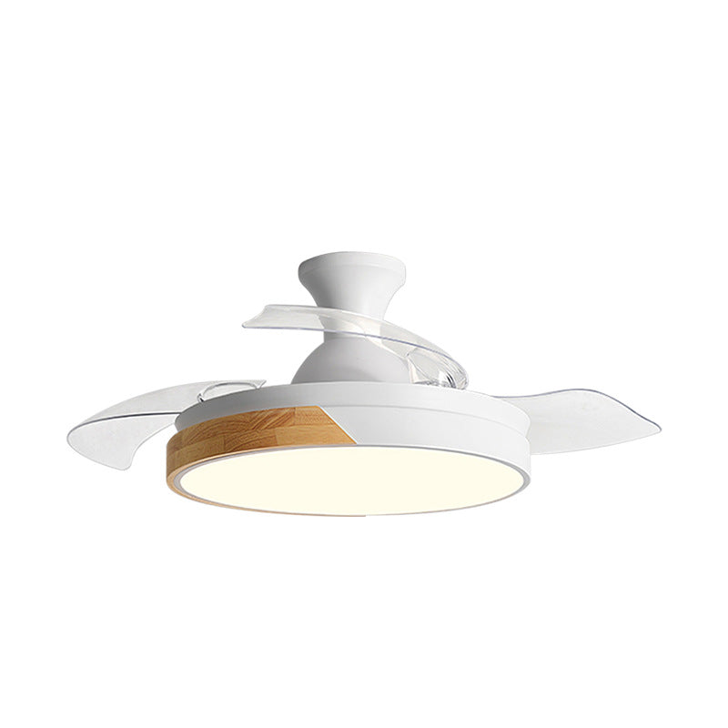 Macaron fan light full spectrum restaurant ceiling fan light Nordic log wind bedroom soft wind electric fan light Zhongshan lighting