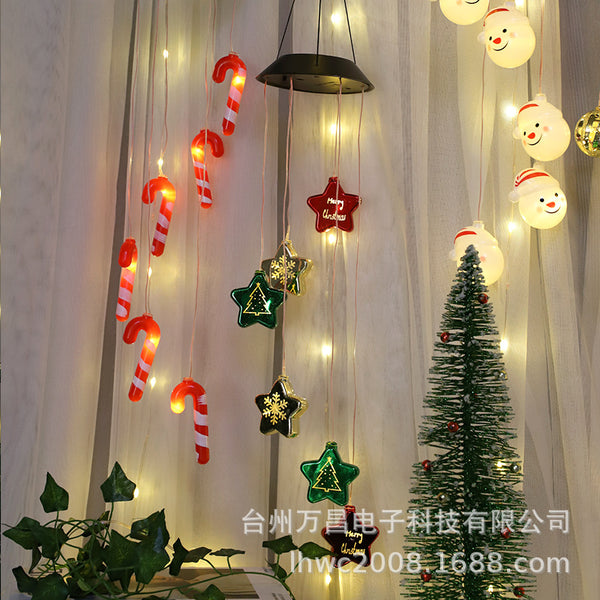 Solar wind chime light Wind turn light, electroplated ball Solar gift light LED garden hanging light Solar light string