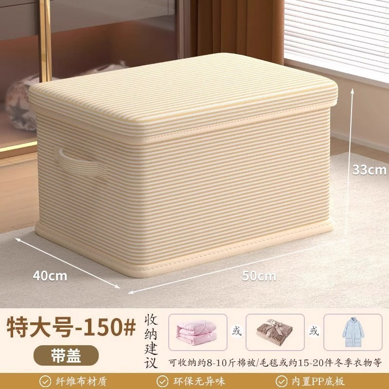 Striped Lid Storage Box Household Clothing Quilt Toy Storage Basket Large Capacity Multifunctional Snack Storage Box