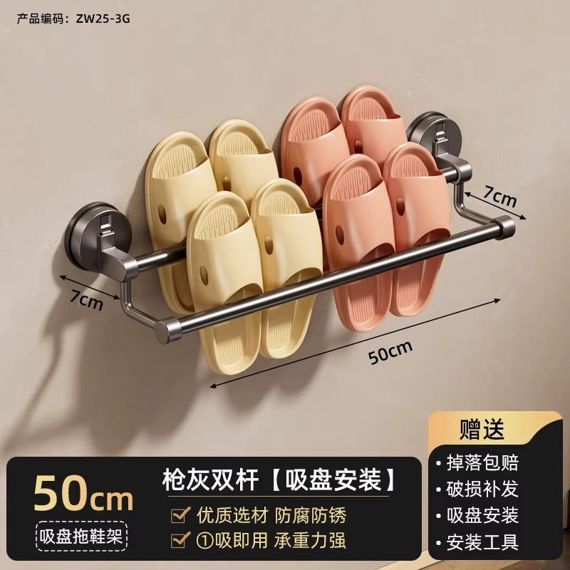 Bathroom slipper rack, bathroom toilet door, no punching, wall-mounted drain rack, shoe storage handy gadget
