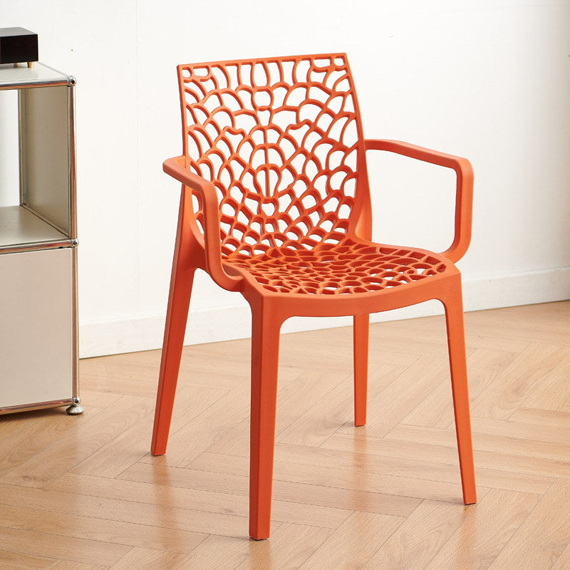 Cut out creative armrest art work chair casual dining chair scandinavian outdoor stackable casual chair waiting chair