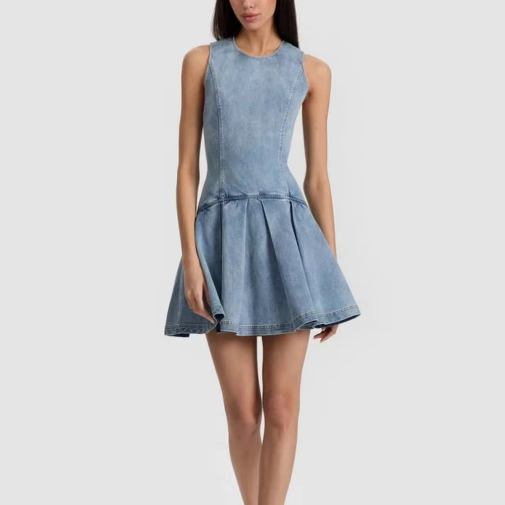 Amazon independent station cross-border  summer new arrival classy denim sleeveless dress women's casual home