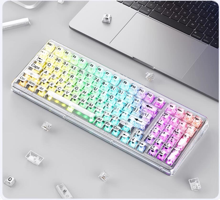 Viewsonic kt99 transparent customized true mechanical keyboard gasket wireless three-mode crystal keycaps