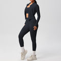 fashionpure color double-sided brushed tight sports yoga clothes three-piece set running fitness yoga clothes suit for women