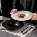 Hotel stylish rock pattern ceramic straw hat pasta plate restaurant for home high-looking ceramic soup plate classy sense of presentation