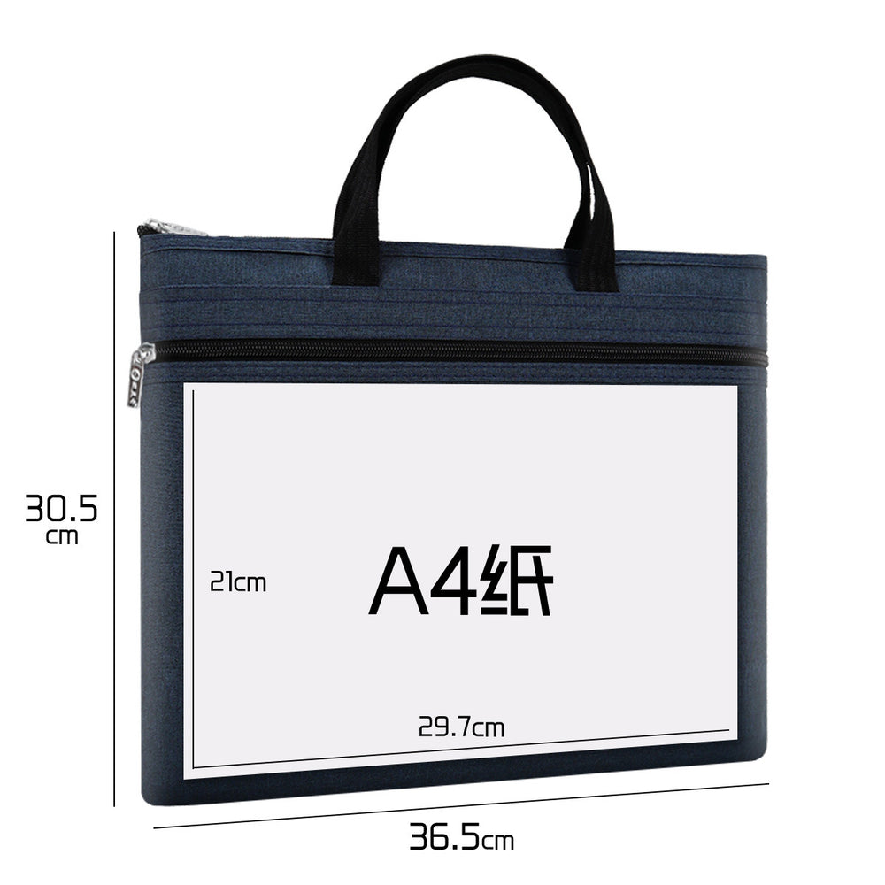 Large capacity waterproof satchel document bag zipper conference bag double layer document bag storage bag document bag customized logo