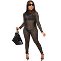 C5345 cross-border new arrival: sexy see-through striped bodysuit with long sleeves and pants - perfect for  and