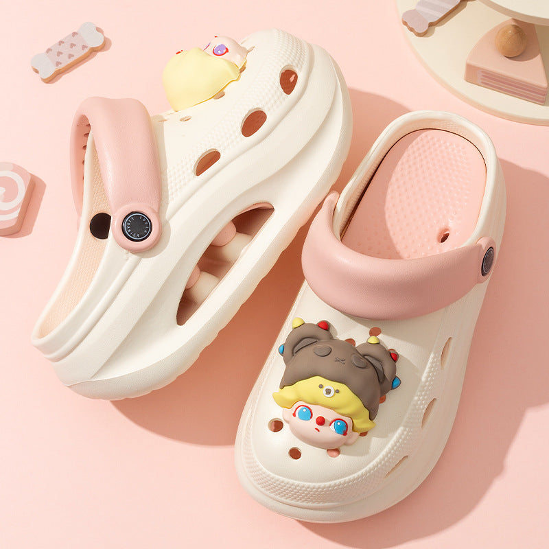 Adult women's thick bottom crocs women's new arrival non-slip beach heightening toe cap sandals slippers women's summeroutwear