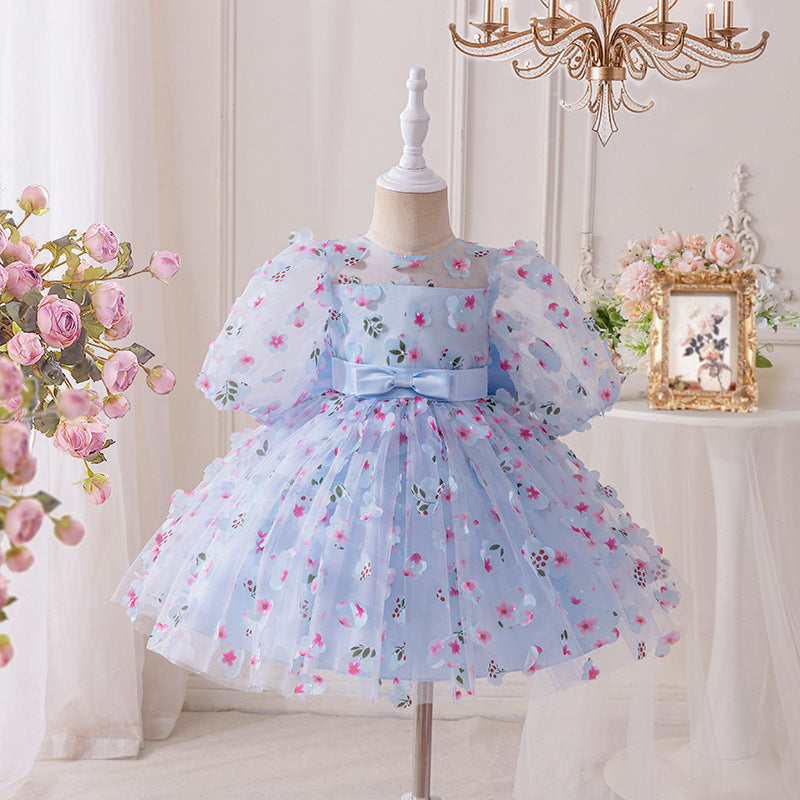 Girls' summer sweet floral sundress -  princess style - trendy cross-border tank dress