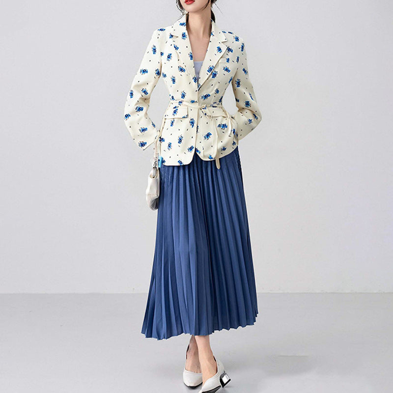 cross-border e-commerce women's fashion: european and american summer new arrivals - stylish, figure-flattering, tie-waist, versatile v-neck blazer jacket