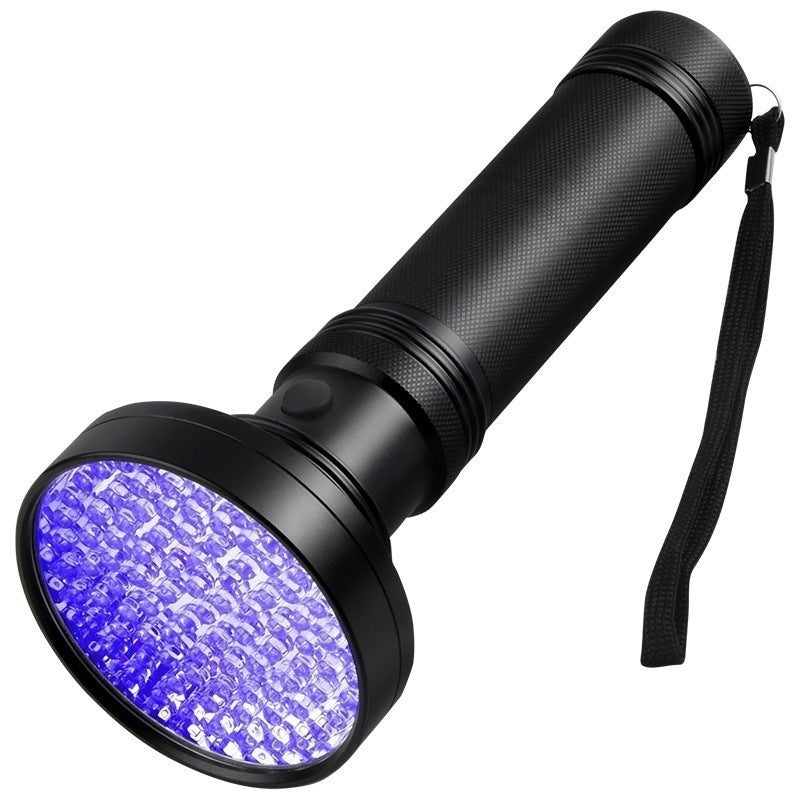 Cross-border wholesale 100 lamps UV fluorescent agent detection hand-held ultraviolet black technology scorpion purple light flashlight