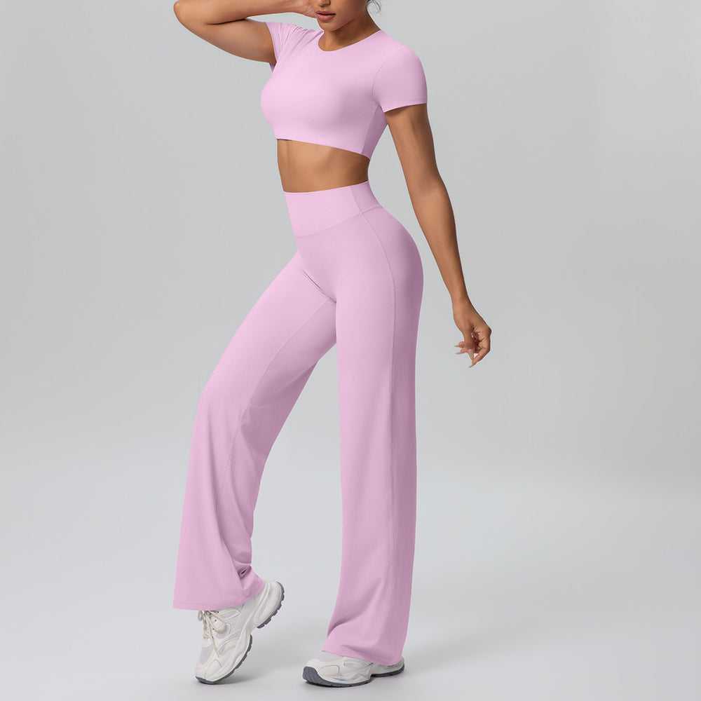 Cloud-feel quick-dry cropped tank top with built-in bra yoga set - women's two-piece outfit for outdoor leisure, running, sports, and fitness