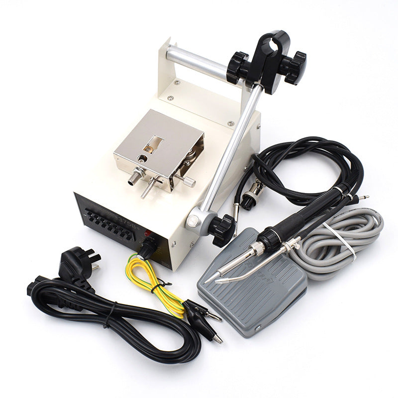 Debailong automatic soldering machine foot step tin machine 375C + constant temperature soldering table manual tin soldering iron 375B +