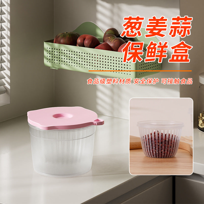 Onion, ginger, and garlic crisper food grade refrigerator storage crisper kitchen chopped green onion preparation packaging pp crisper box for home