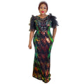 supply elastic sequin short-sleeved mermaid dress long skirt evening dress fashion african fashion women's clothing special price