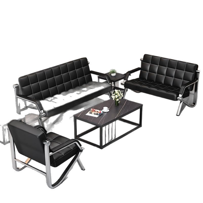 Modern minimalist iron art office sofa table and chair set - business reception sofa with center coffee table combination