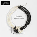 Multi-layered imitation pearl necklace wholesale, european and american fashion, artistic retro black and white color block jewelry, high-end women's choker