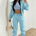 cross-border e-commerce european and american women's clothing: new summer collection - solid color casual activewear three-piece set (hoodie, sweatpants, and top)