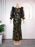 European and american cross-border e-commerce african women's plus size dress  fashion sequin christmas party dress