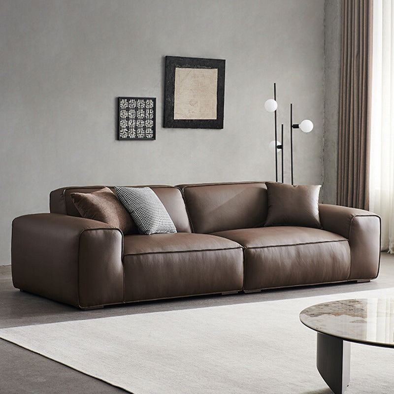 Personalized normcore summer picture big black cow full genuine leather first layer cowhide sofa living room tofu block straight retro style sofa