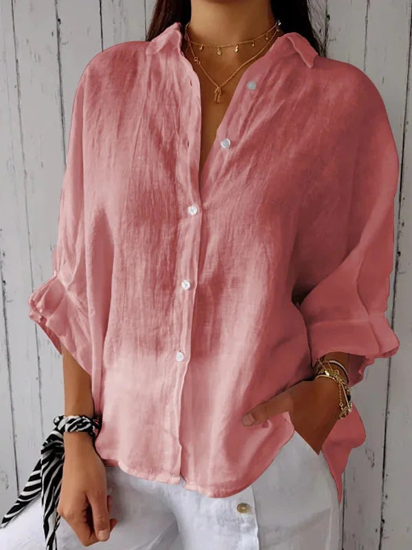 2024 european and american amazon spring collection: european and american cotton linen tie-back design shirt - fashionable long sleeve, light luxury