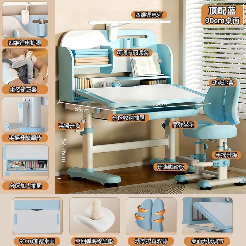 Children's study desk - adjustable height writing desk set for kids, students, and home use - perfect for homework and schoolwork