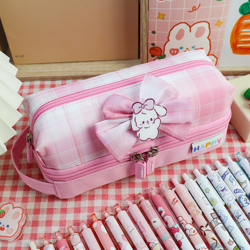 Pencil bag JK style Korean version small fresh high value large capacity pencil bag primary school students multi-functional stationery bag student pencil case
