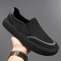 Slip-on men's spring shoes, anti-odor black mesh panel sneakers, men's athletic casual old beijing cloth shoes