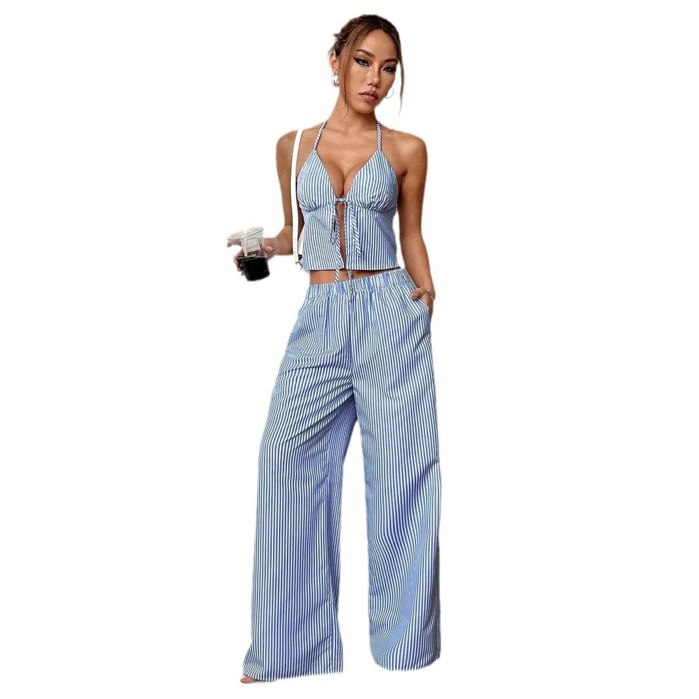 american suitstripes vest and stretch straight-leg pants casualtwo-piece set direct supply
