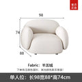 italian minimalist curved fabric sofa, perfect for small apartments. unique, creatively designed living room sofa in teddy velvet fabric
