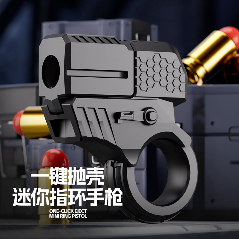 New arrival cross-border alloy adult creative trendy alloy finger gun can launch shell ejection soft bullet gun folding toy gun