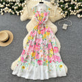 spring new arrival: french chic sleeveless a-line maxi dress with blazer collar, cinched waist, and single-breasted button detail - european & american style print