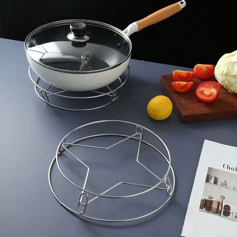Stainless steel pot rack Household kitchen rack Multifunctional steam rack Insulation pot pad Pot storage device