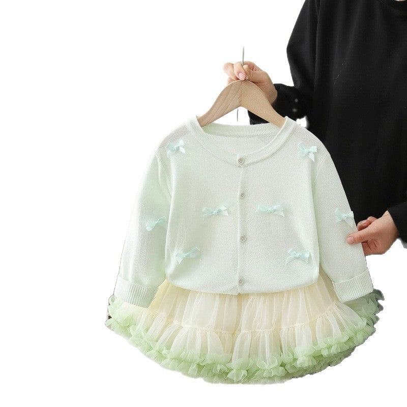 Girls' air conditioning cover-up,  new summer lightweight sun protection cardigan, stylish children's open front outerwear, princess dress set