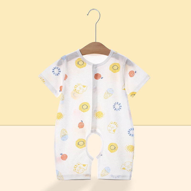 Baby short-sleeve romper with open crotch - summer outfit for infants and toddlers - class a pure cotton thin summer clothes - baby onesie for summer