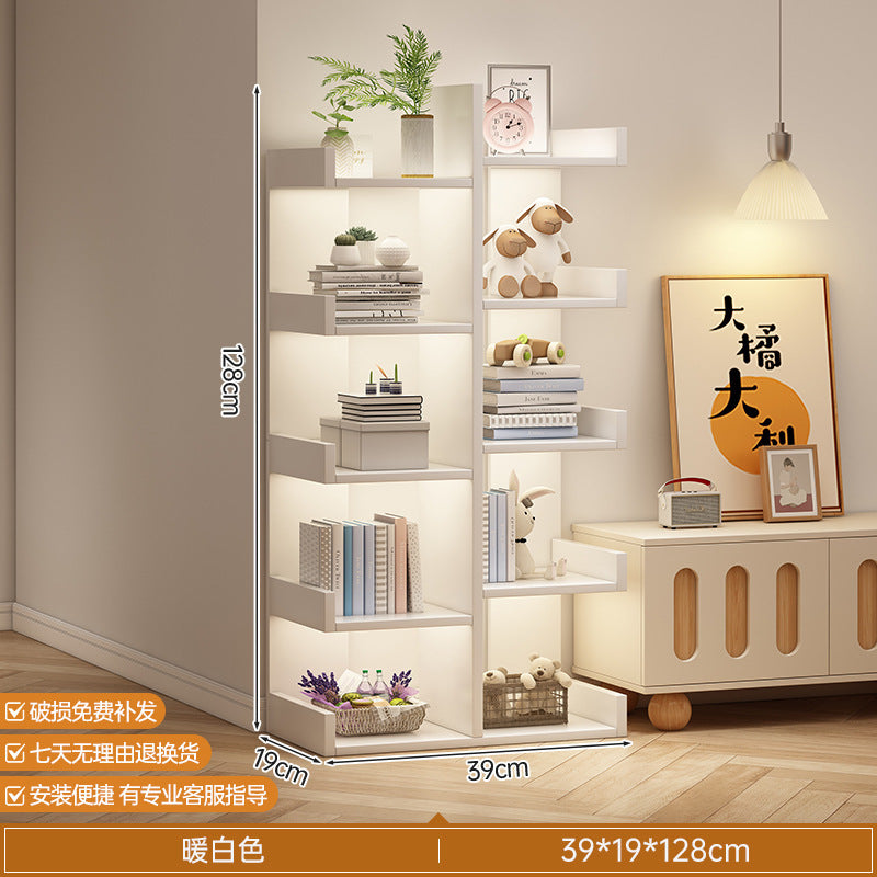 Simple small bookshelf, floor-to-ceiling shelf, integrated wall storage rack, living room office display rack, table side storage narrow cabinet