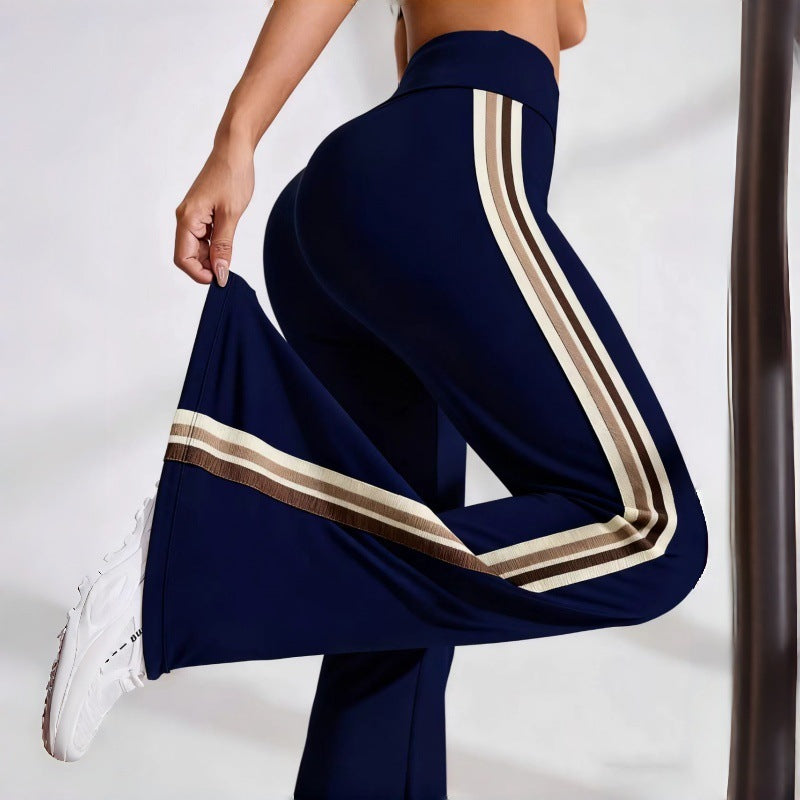 new arrivalcasual bootcut yoga pants high waist elastic pilates sports tummy control leg lengthening quick-drying bell bottoms