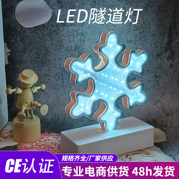 Cross-border LED mirror tunnel light dream Santa love modeling light bedroom study 3D holiday decorative light