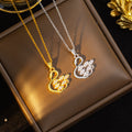 [titanium steel] cross-border popular fashion full diamond swan necklace for women niche style inlaid with zirconium exquisite light luxury sweater chain jewelry