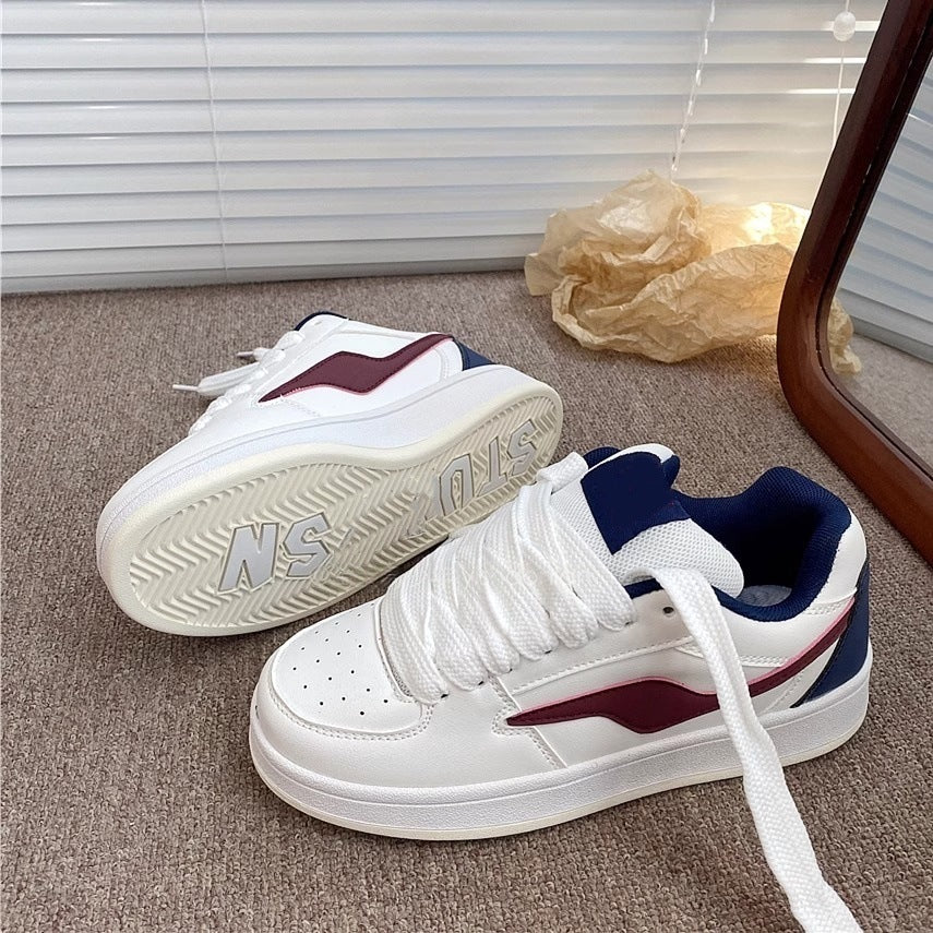 Preppy style national trend niche bread shoes women's ins trend 2026 summer new styleeasiest for matchthick sole round toetie back sneakers