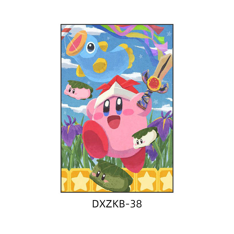 Star Kirby decorative painting pink girl bedroom children's room hanging painting cartoon animation cute princess bedside mural